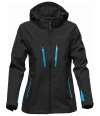 XB-3W Stormtech Ladies Patrol Hooded Soft Shell Jacket Black / Electric Blue colour image